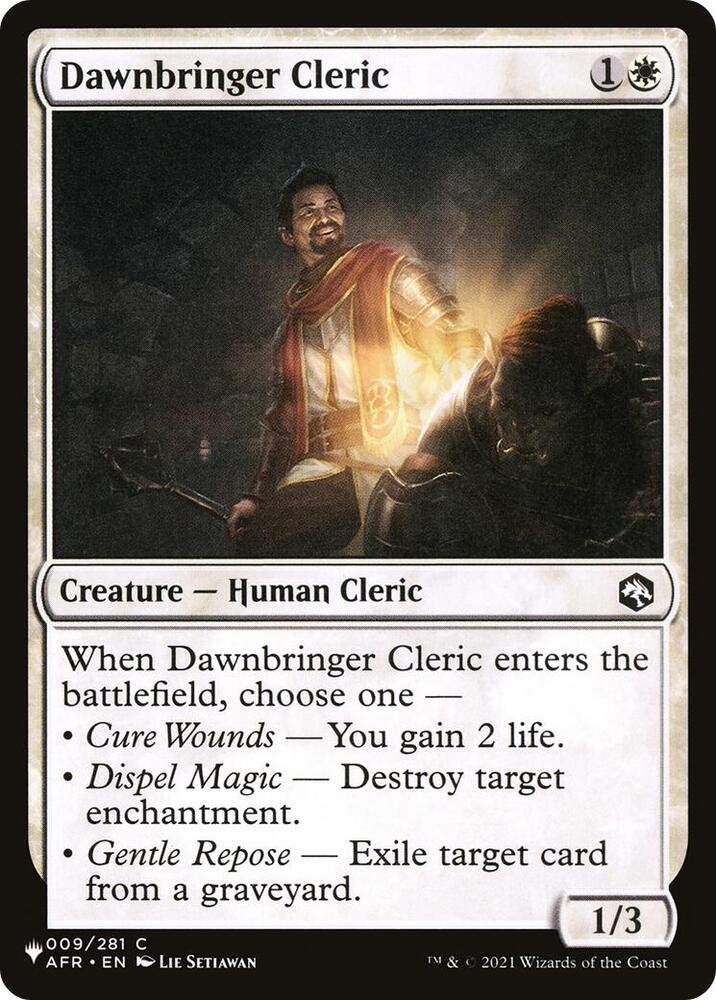 Dawnbringer Cleric 009/281 card from The List Reprints