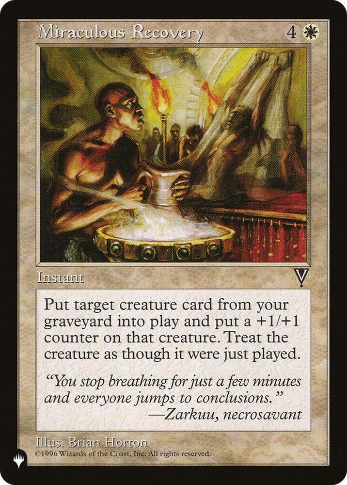 Miraculous Recovery card from The List Reprints