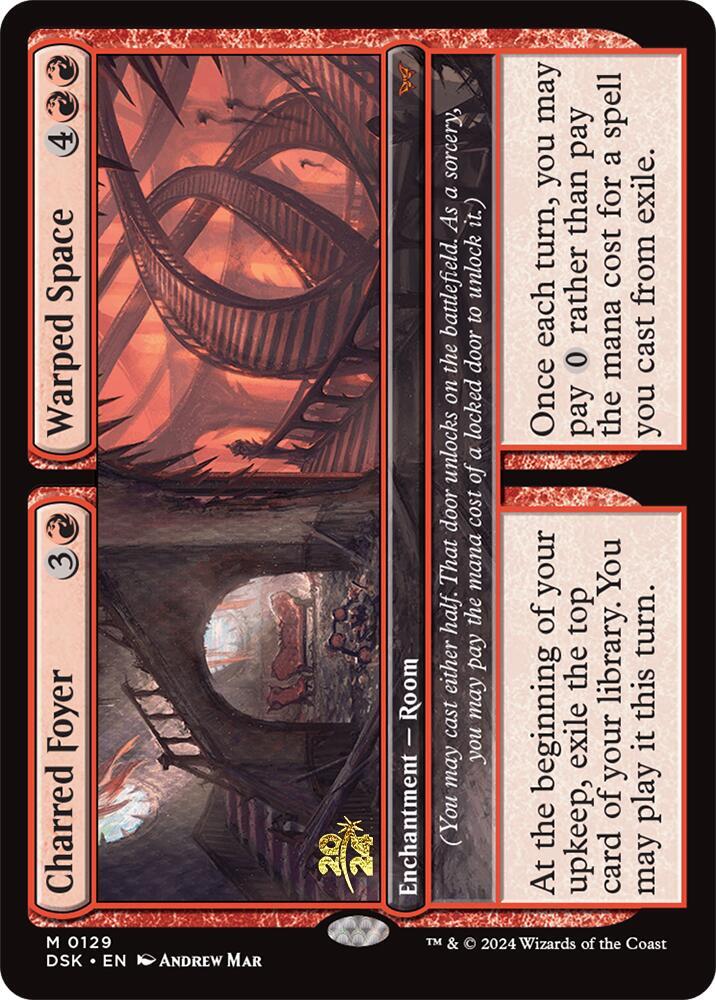 Charred Foyer // Warped Space 129 card from Prerelease Cards