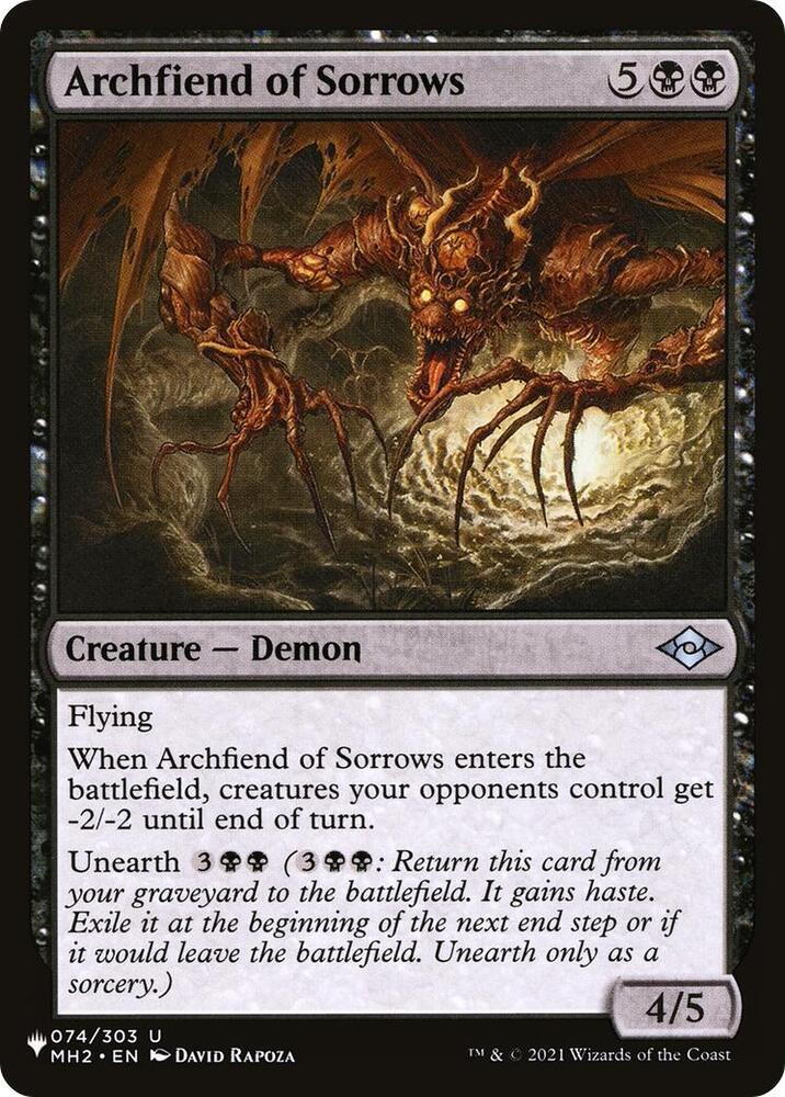 Archfiend of Sorrows 074/303 card from The List Reprints