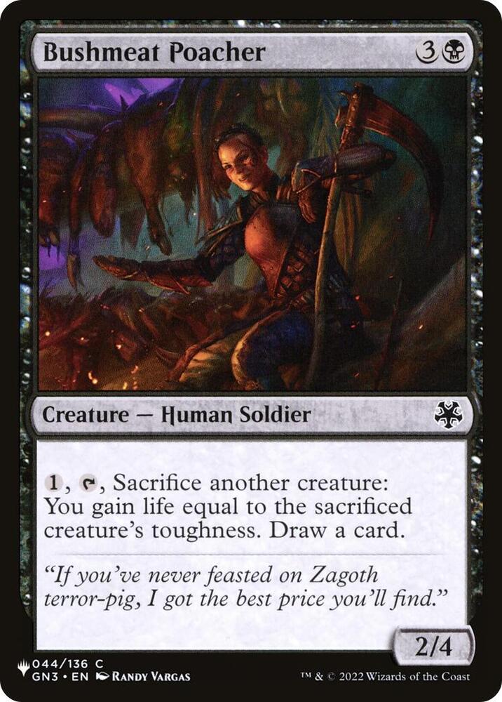 Bushmeat Poacher 044/136 card from The List Reprints