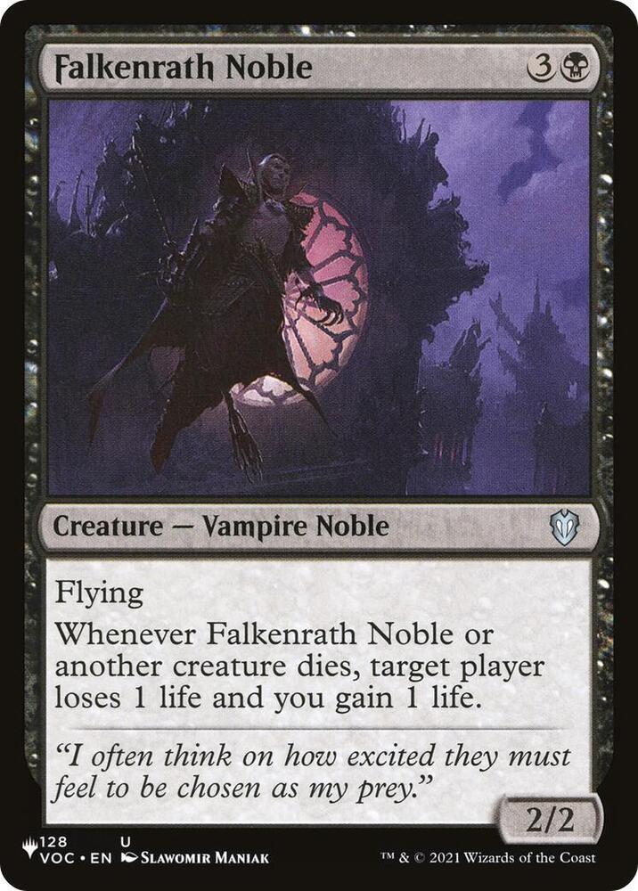 Falkenrath Noble 128/038 card from The List Reprints