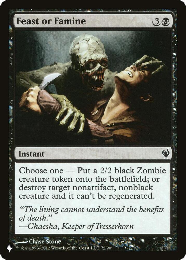 Feast or Famine 72/90 card from The List Reprints
