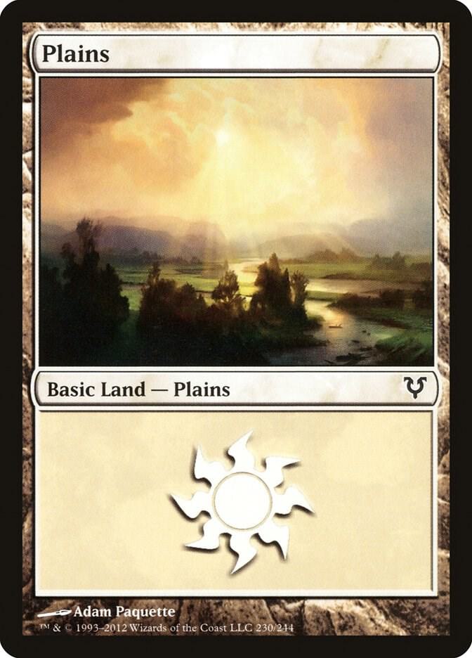 Plains 230 card from Avacyn Restored
