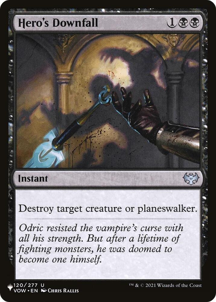 Hero's Downfall 120/277 card from The List Reprints