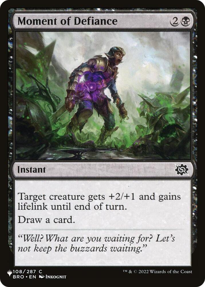 Moment of Defiance 108/012 card from The List Reprints