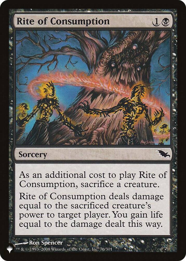 Rite of Consumption 76/301 card from The List Reprints