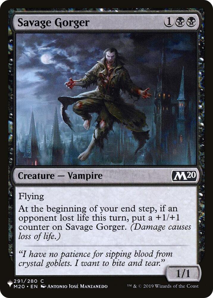 Savage Gorger 291/280 card from The List Reprints