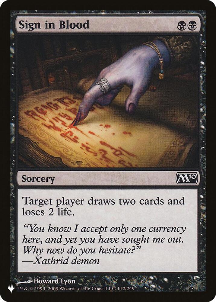 Sign in Blood (M10) 112/249 card from The List Reprints