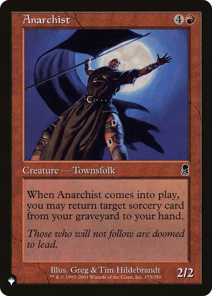 Anarchist 173/350 card from The List Reprints