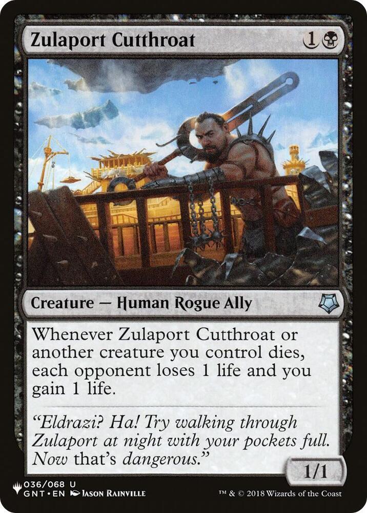 Zulaport Cutthroat 036/068 card from The List Reprints
