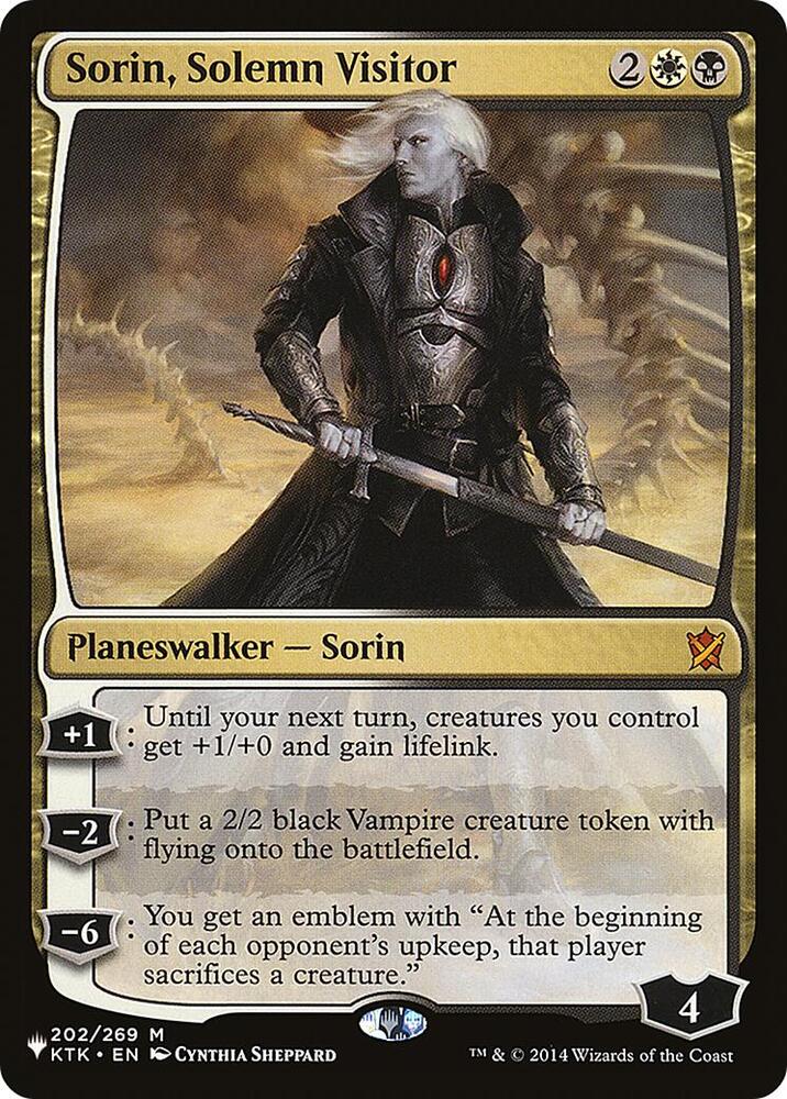 Sorin, Solemn Visitor 202/269 card from The List Reprints