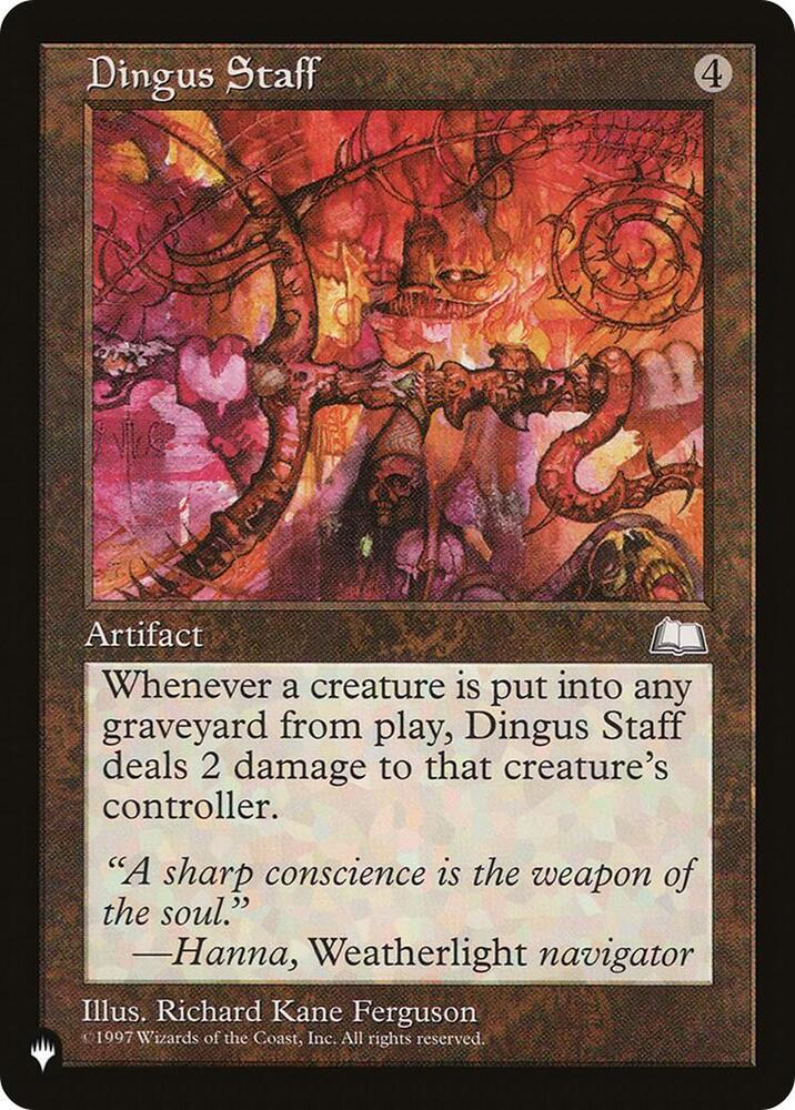 Dingus Staff card from The List Reprints