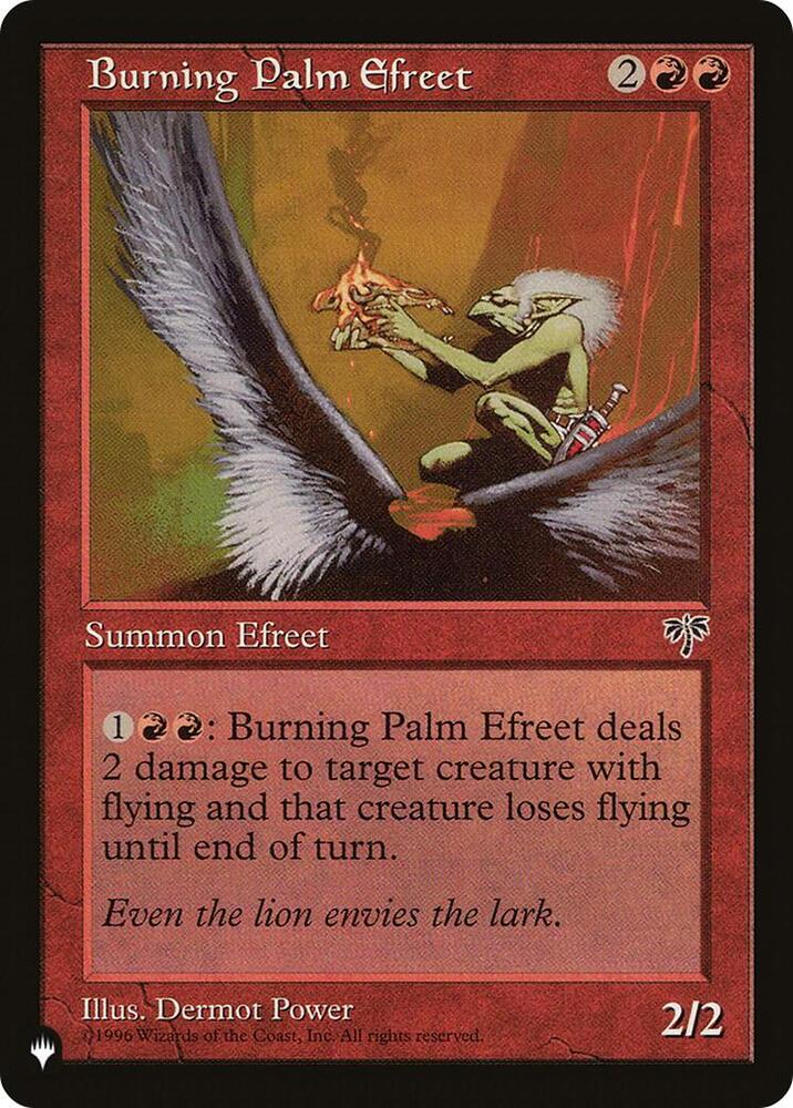Burning Palm Efreet card from The List Reprints