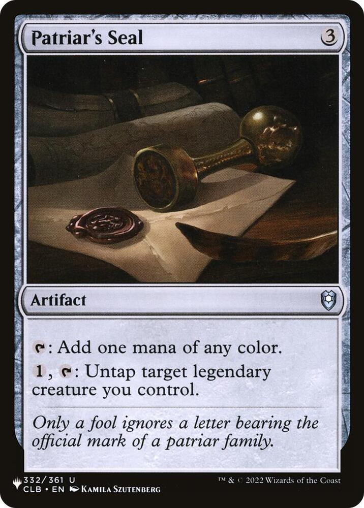 Patriar's Seal 332/361 card from The List Reprints