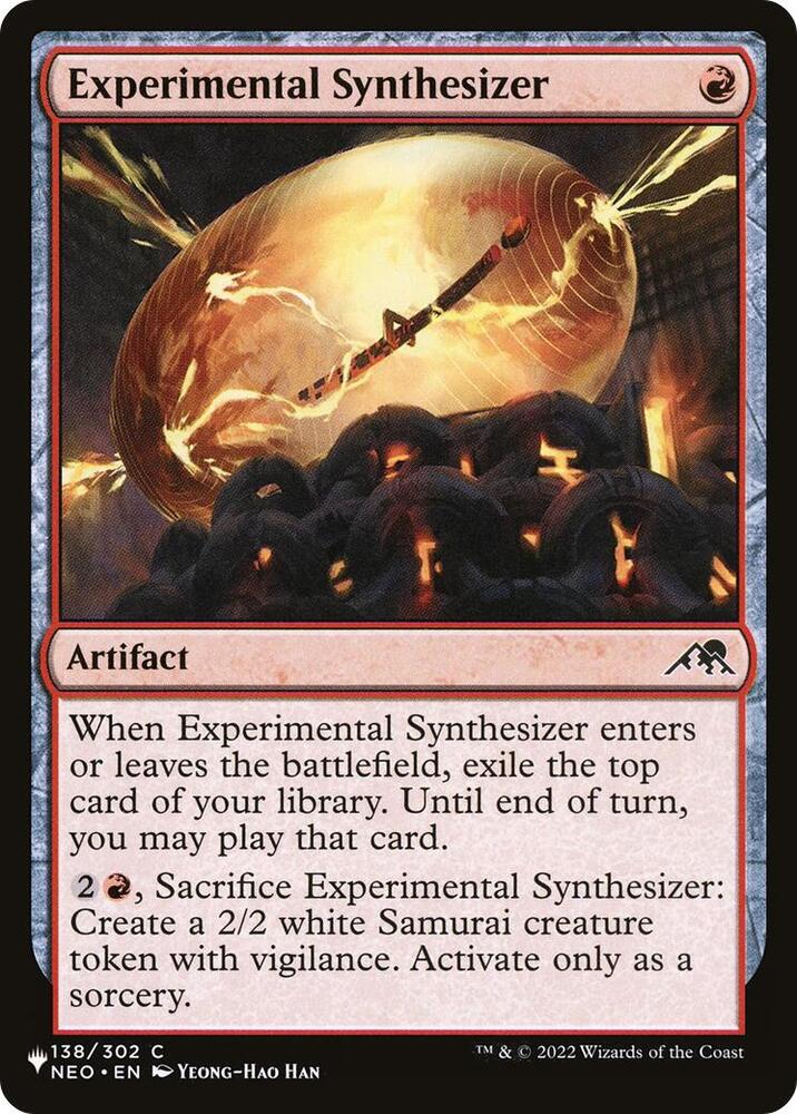 Experimental Synthesizer 138/302 card from The List Reprints