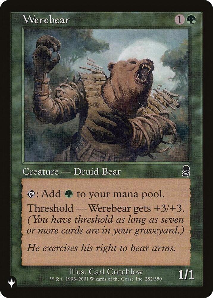 Werebear 282/350 card from The List Reprints