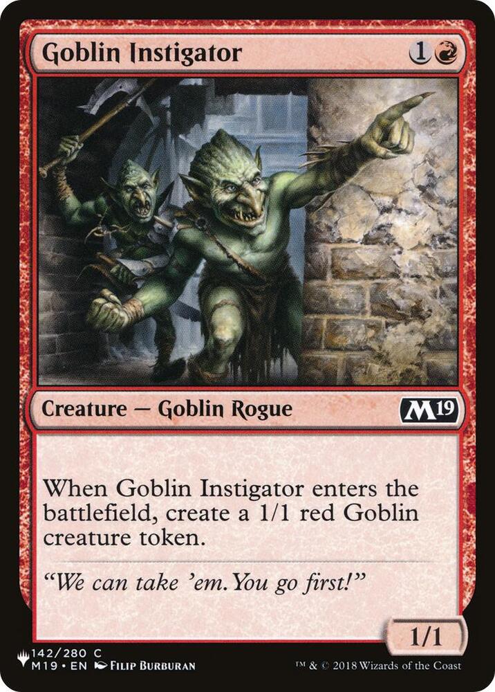 Goblin Instigator 142/280 card from The List Reprints