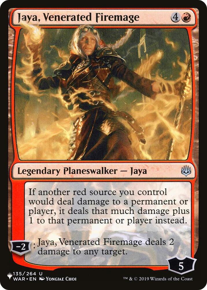 Jaya, Venerated Firemage 135/264 card from The List Reprints