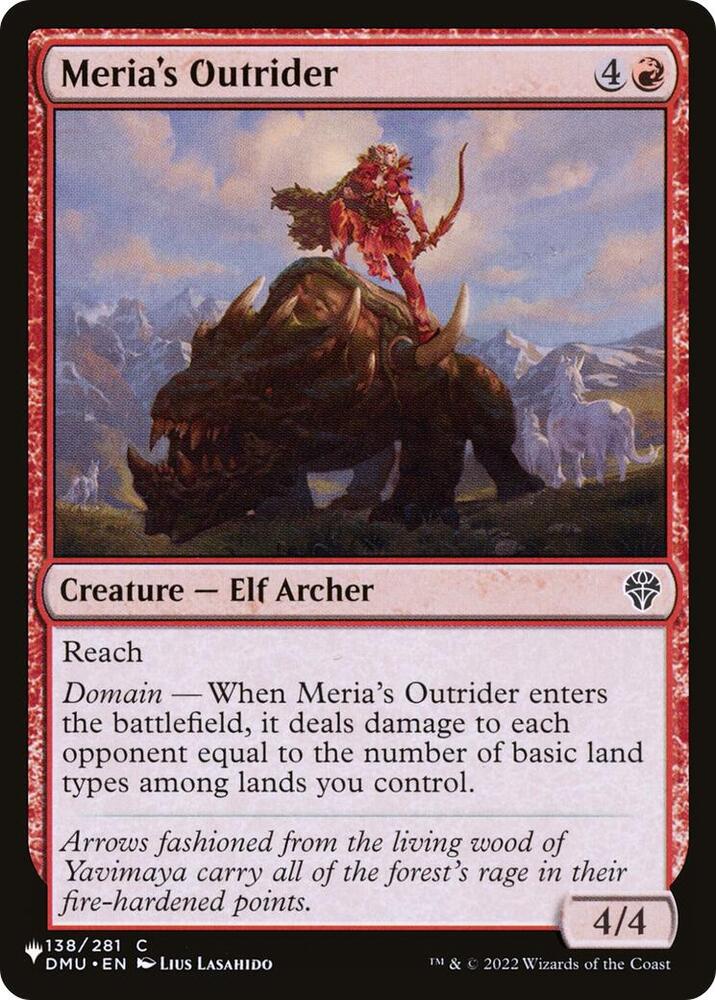 Meria's Outrider 138/281 card from The List Reprints
