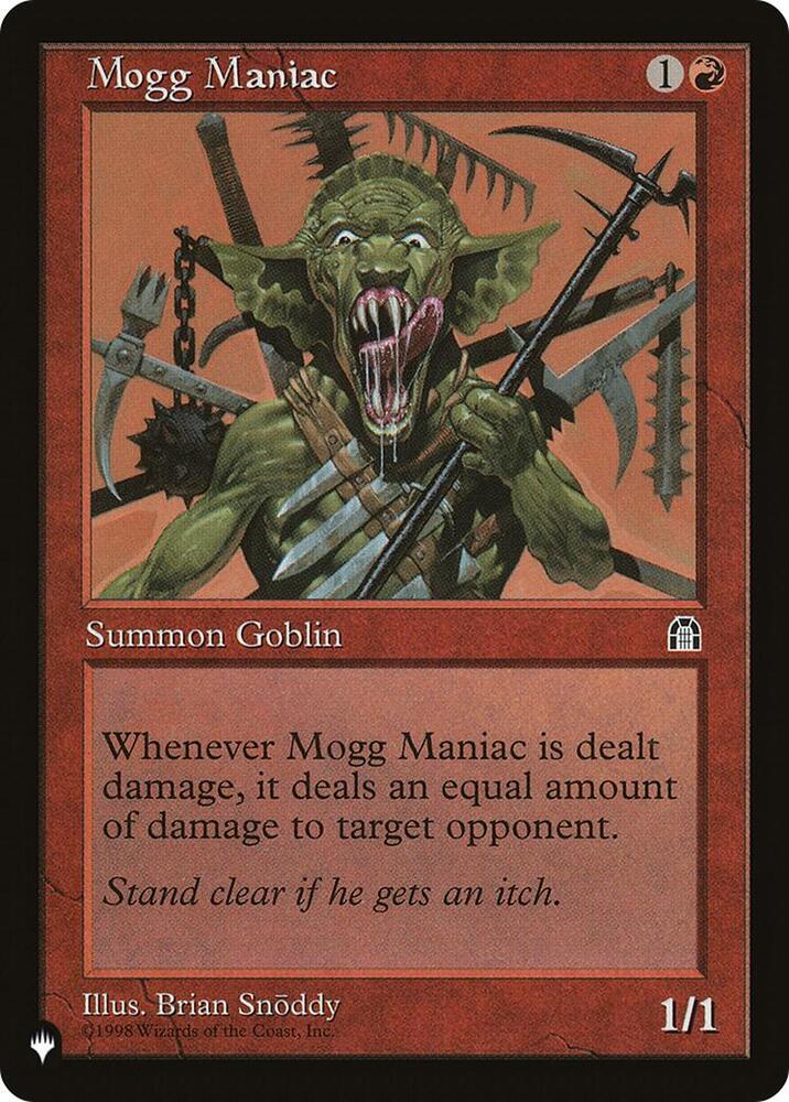 Mogg Maniac card from The List Reprints