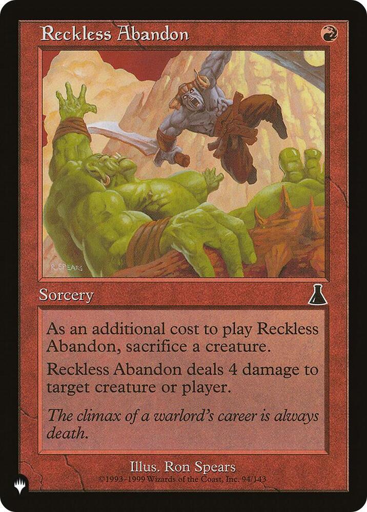 Reckless Abandon 94/143 card from The List Reprints
