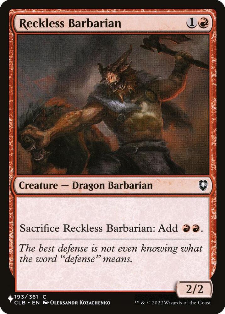 Reckless Barbarian 193/361 card from The List Reprints