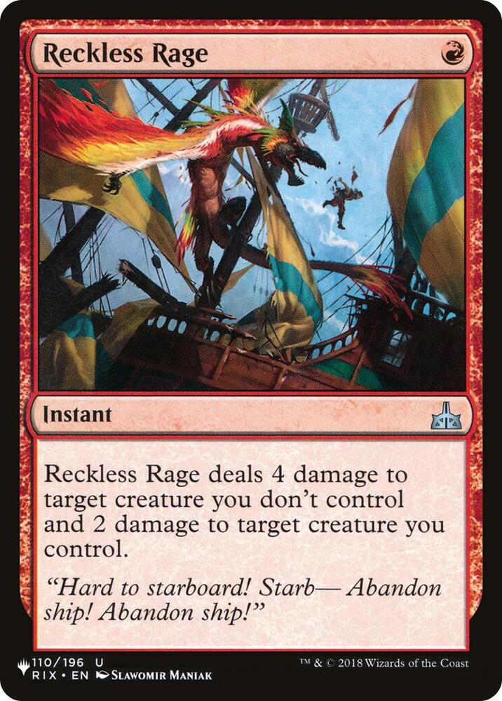 Reckless Rage 110/196 card from The List Reprints