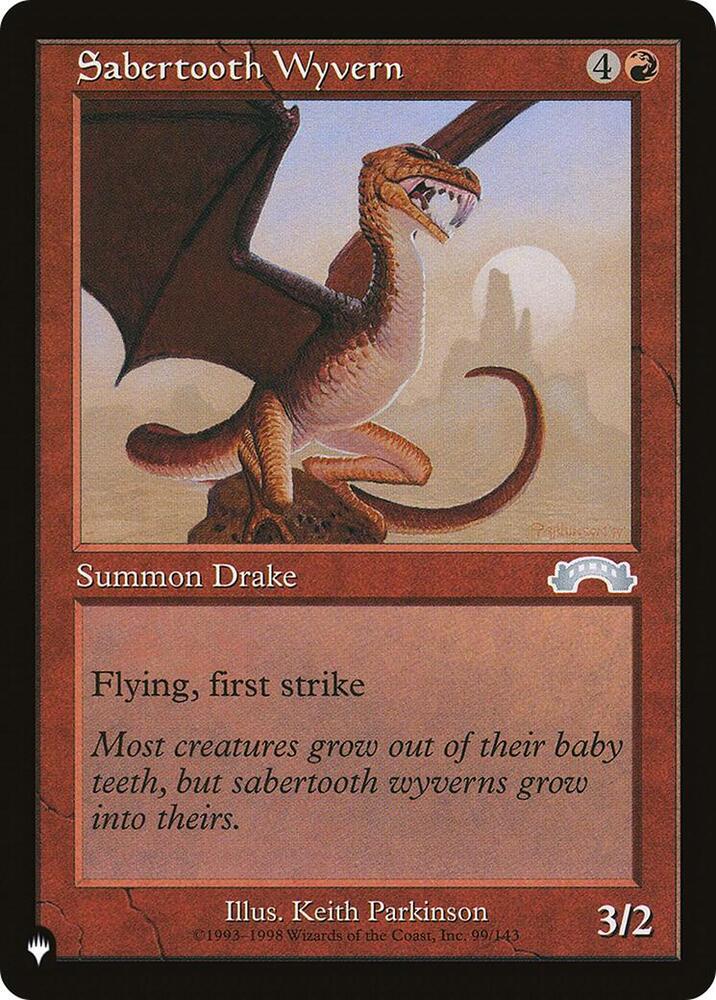 Sabertooth Wyvern 99/143 card from The List Reprints
