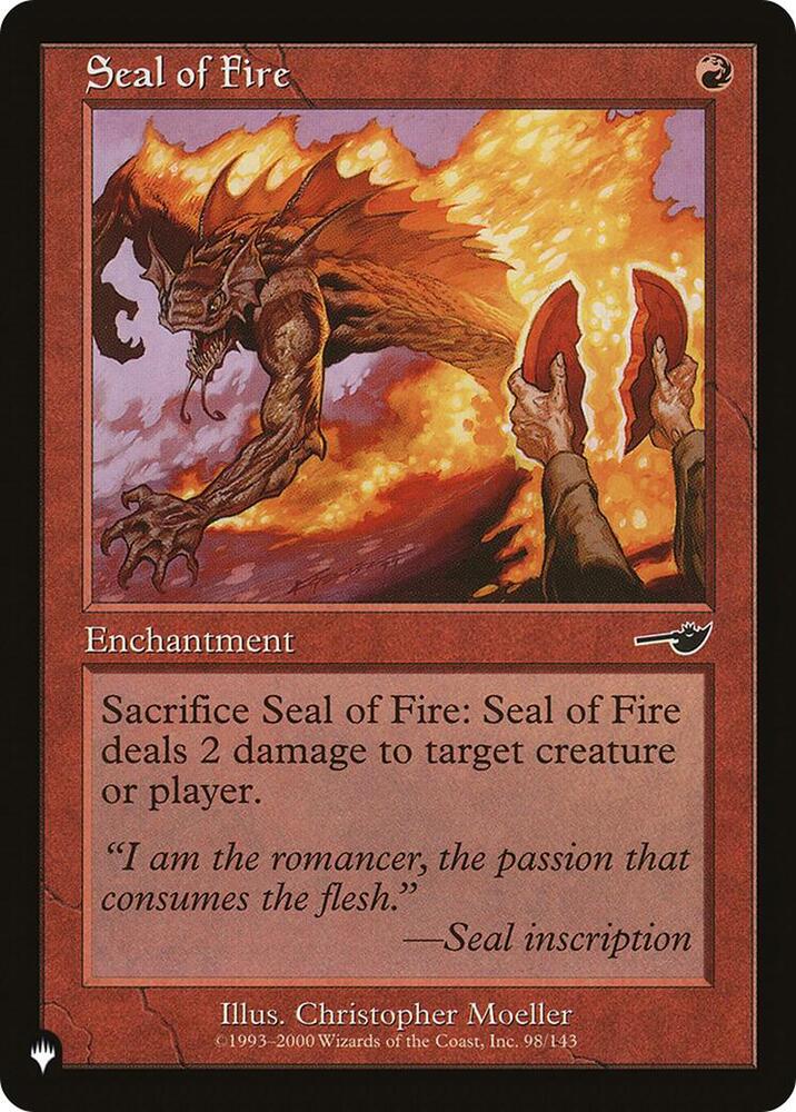 Seal of Fire 98/143 card from The List Reprints