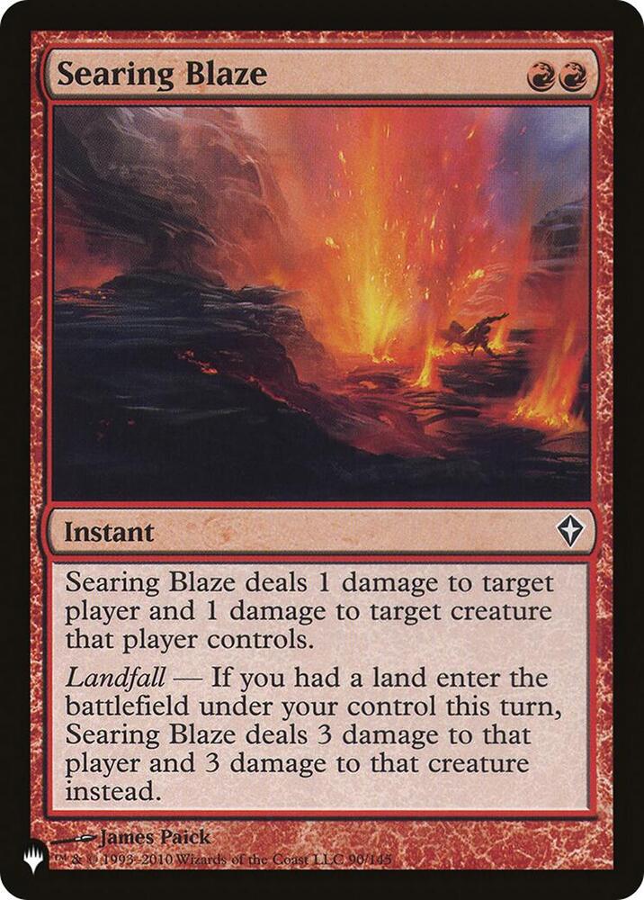 Searing Blaze 90/145 card from The List Reprints