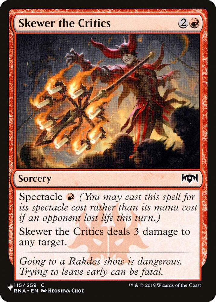 Skewer the Critics 115/259 card from The List Reprints