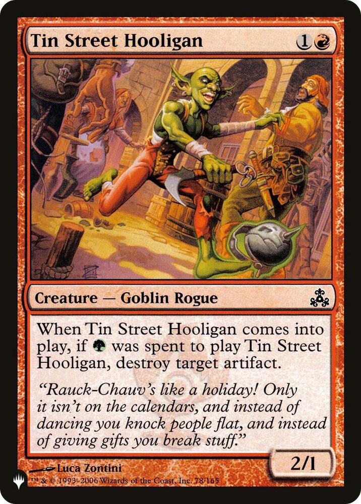Tin Street Hooligan 78/165 card from The List Reprints