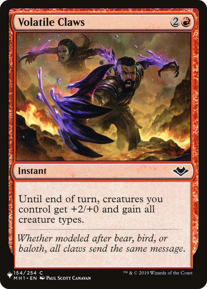 Volatile Claws 154/254 card from The List Reprints