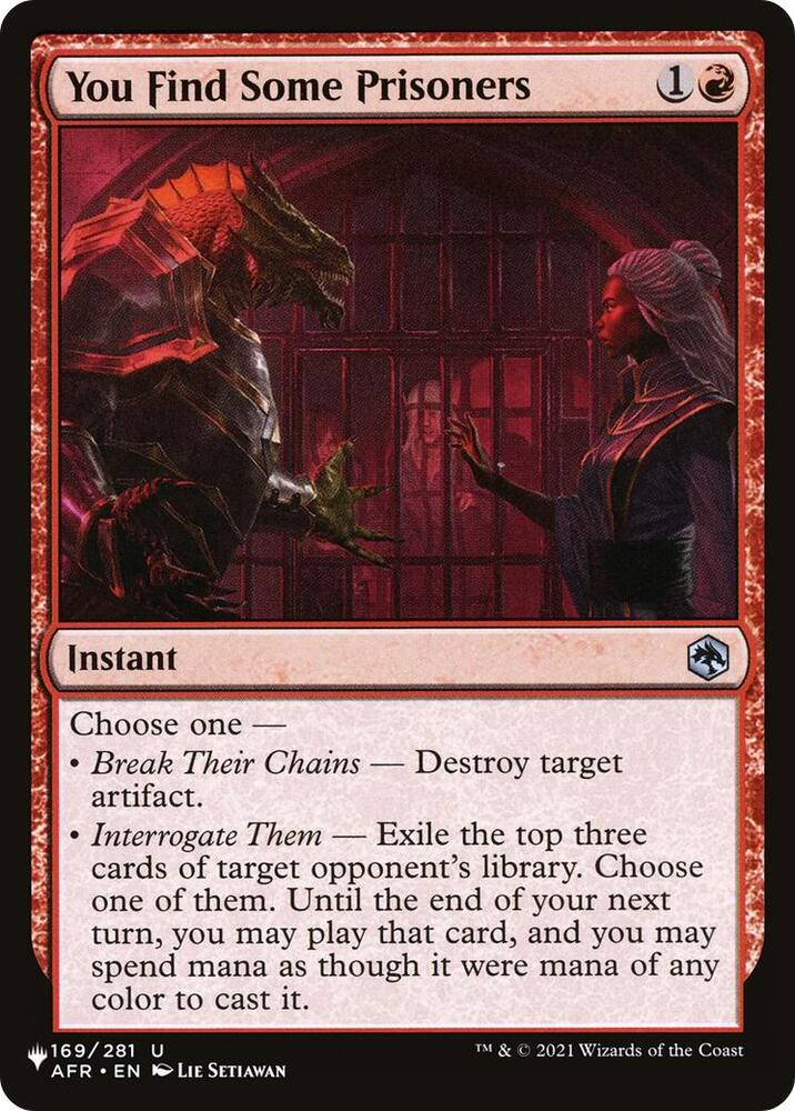 You Find Some Prisoners 169/281 card from The List Reprints