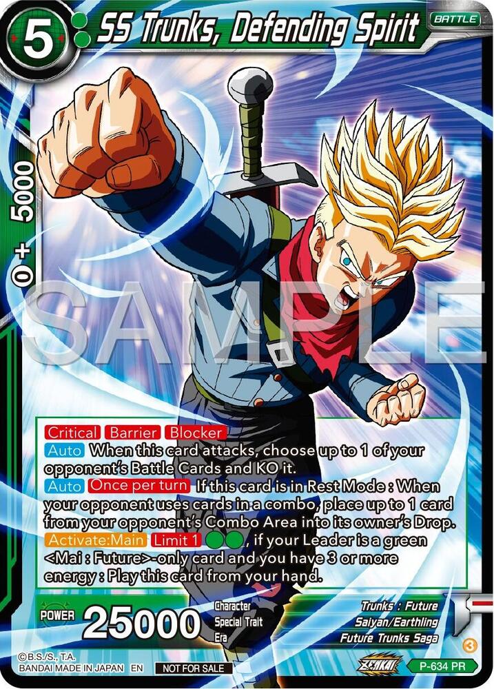 SS Trunks, Defending Spirit (Zenkai Series Tournament Pack Vol.9) P-634 card from Promotion Cards