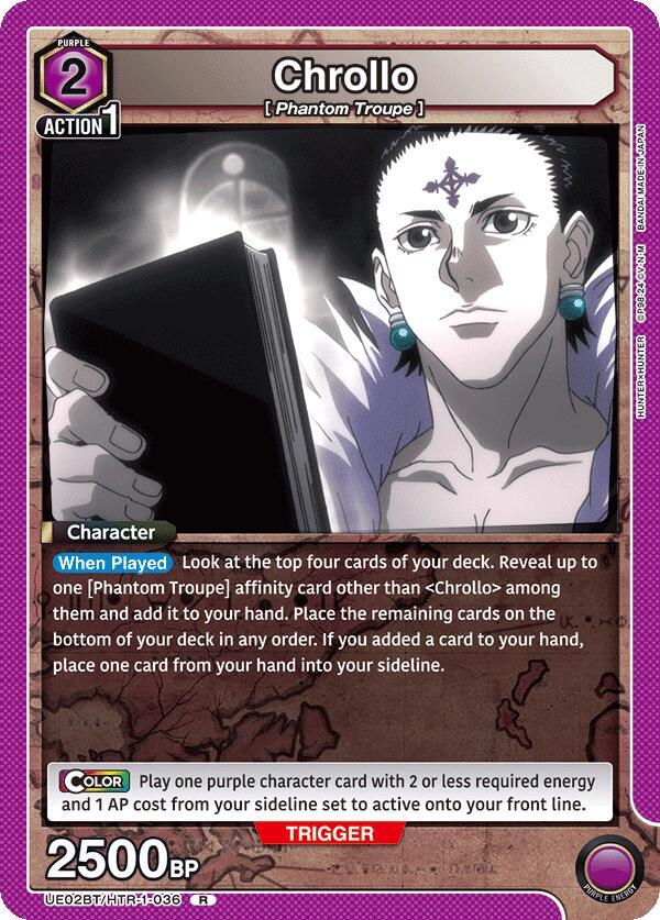 Chrollo UE02BT/HTR-1-036 card from UE02BT: HUNTER X HUNTER