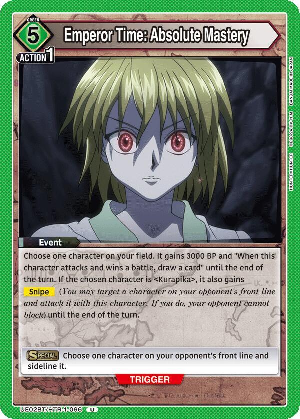 Emperor Time: Absolute Mastery UE02BT/HTR-1-096 card from UE02BT: HUNTER X HUNTER