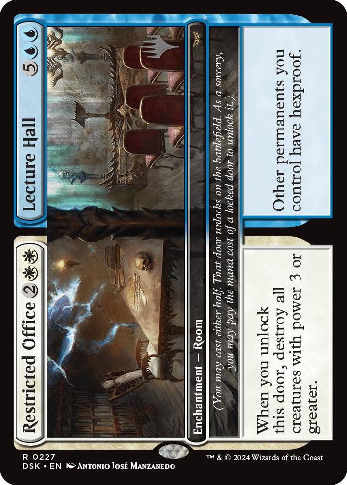 Restricted Office // Lecture Hall 227 card from Promo Pack: Duskmourn: House of Horror