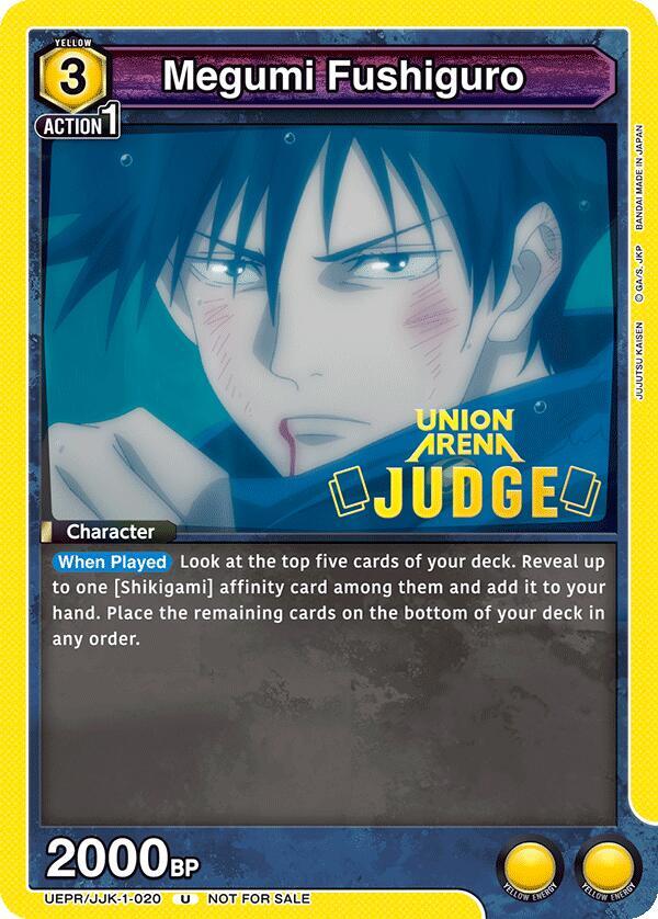Megumi Fushiguro (Judge Pack) UEPR/JJK-1-020 card from Union Arena Promotion Cards