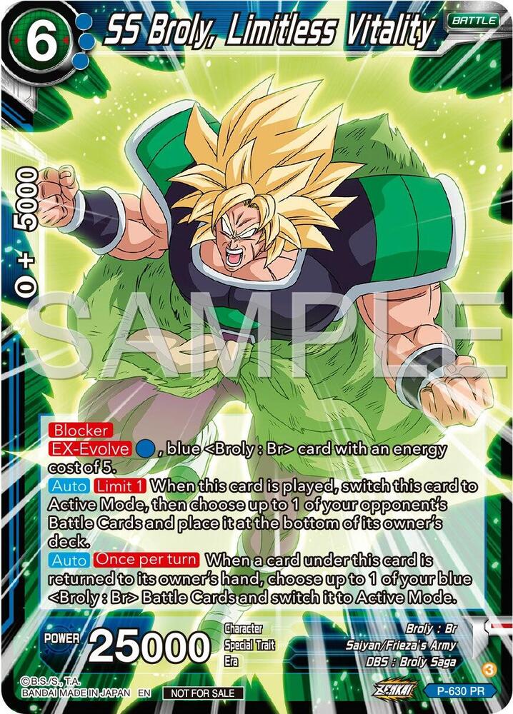 SS Broly, Limitless Vitality (Zenkai Series Tournament Pack Vol.9) P-630 card from Promotion Cards