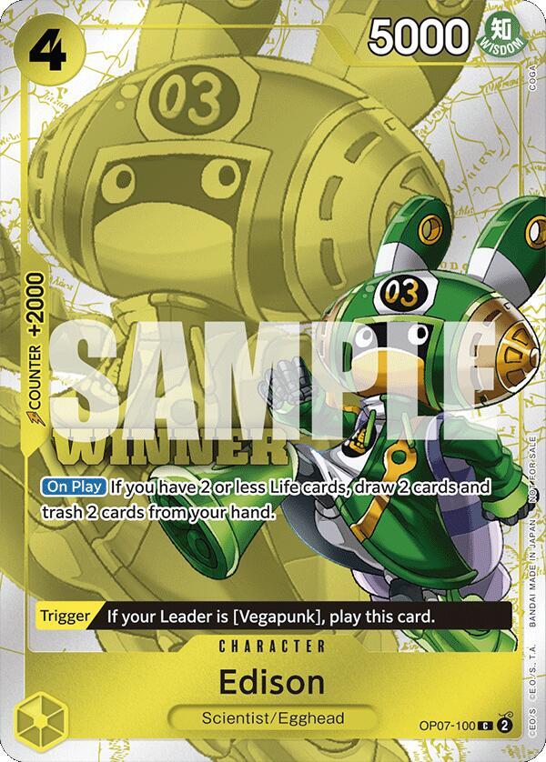 Edison (Winner Pack 2024 Oct.-Dec.) OP07-100 card from One Piece Promotion Cards