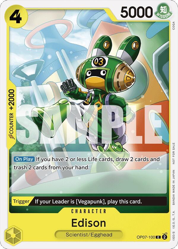Edison (Tournament Pack 2024 Oct.-Dec.) OP07-100 card from One Piece Promotion Cards