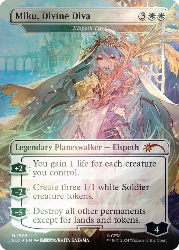 Miku, Divine Diva - Elspeth Tirel (Rainbow Foil) 1585 card from Secret Lair Drop Series
