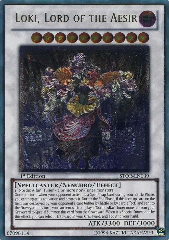 Loki, Lord of the Aesir (UTR) STOR-EN039 card from Storm of Ragnarok