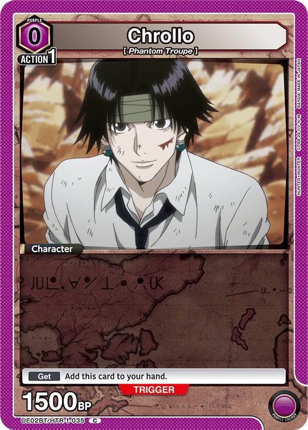 Chrollo (Box Topper Foil) UE02BT/HTR-1-035 card from UE02BT: HUNTER X HUNTER