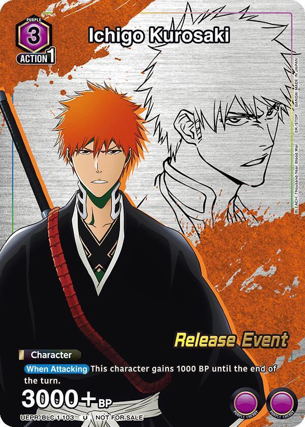 Ichigo Kurosaki (Release Event Participation) UEPR/BLC-1-103 card from UE01BT: BLEACH: Thousand-Year Blood War Release Event Cards