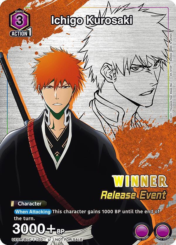 Ichigo Kurosaki (Release Event Winner) UEPR/BLC-1-103 card from UE01BT: BLEACH: Thousand-Year Blood War Release Event Cards