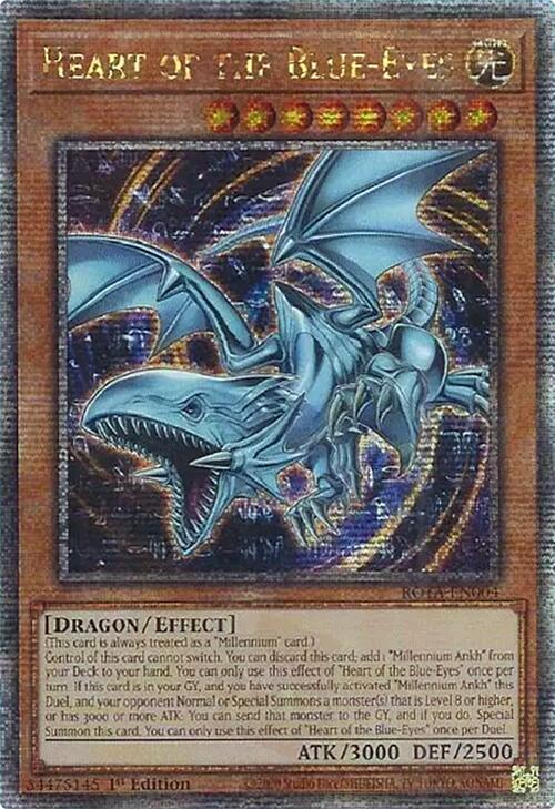 Heart of the Blue-Eyes (Quarter Century Secret Rare) ROTA-EN004 card from Rage of the Abyss