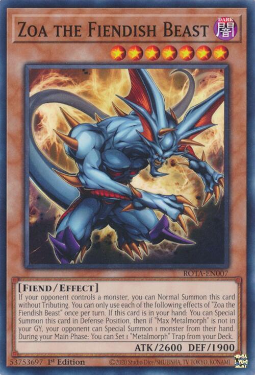 Zoa the Fiendish Beast ROTA-EN007 card from Rage of the Abyss